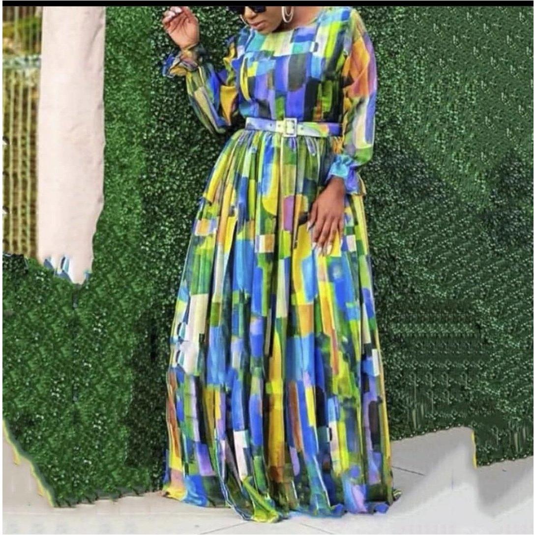 Multi-Color Floral Print Maxi Dress
