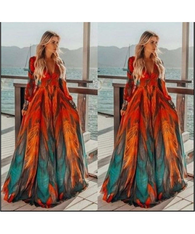 V-Neck Floral Print Maxi dress