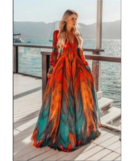 V-Neck Floral Print Maxi dress