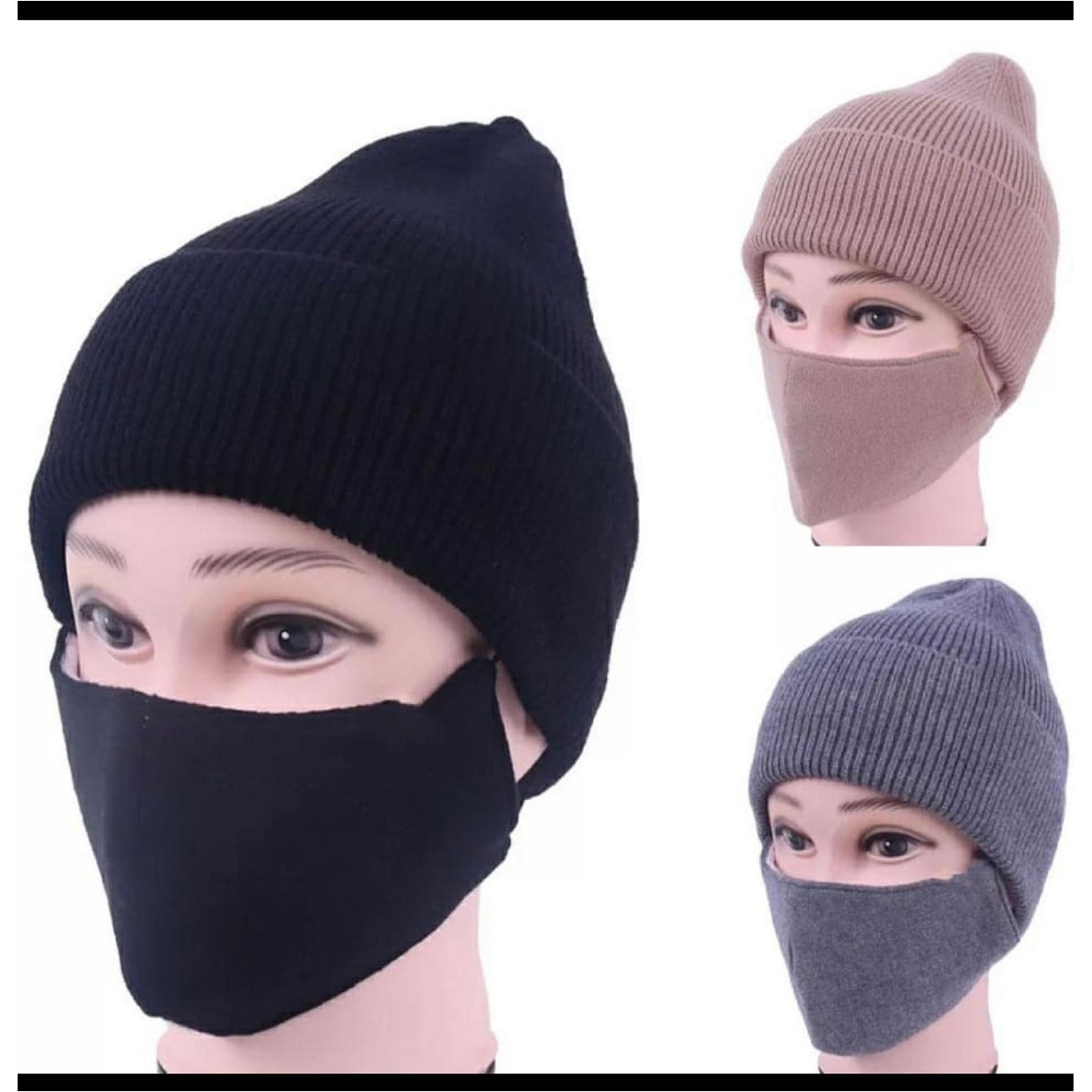 Beanie Hat Face Mask Set