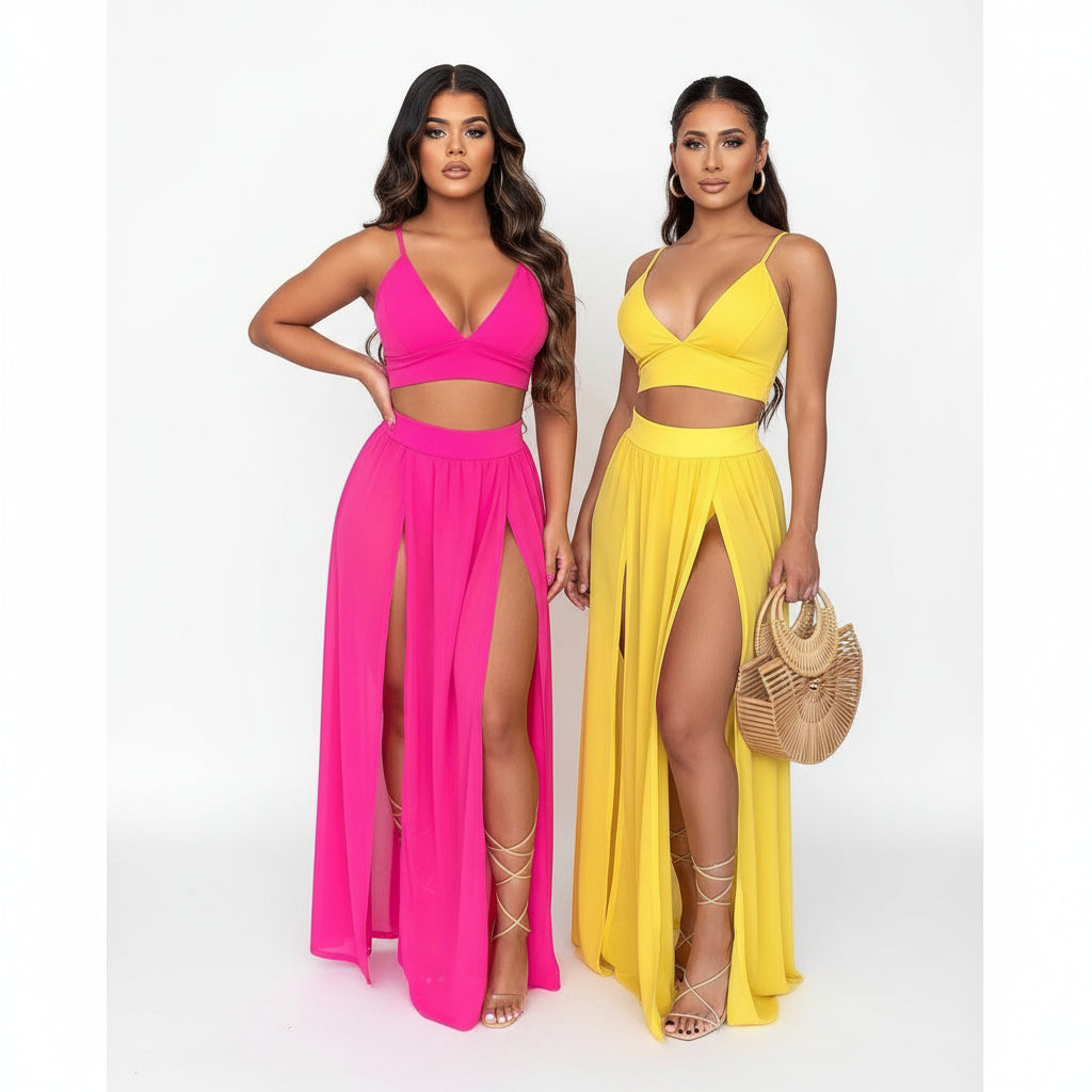 Side Slit Swimming Two Piece