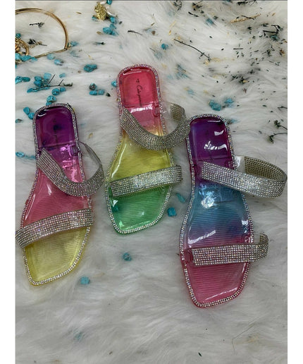 Rainbow Crystal Flip Flops