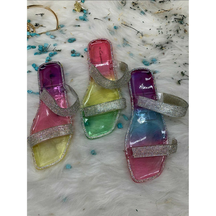 Rainbow Crystal Flip Flops