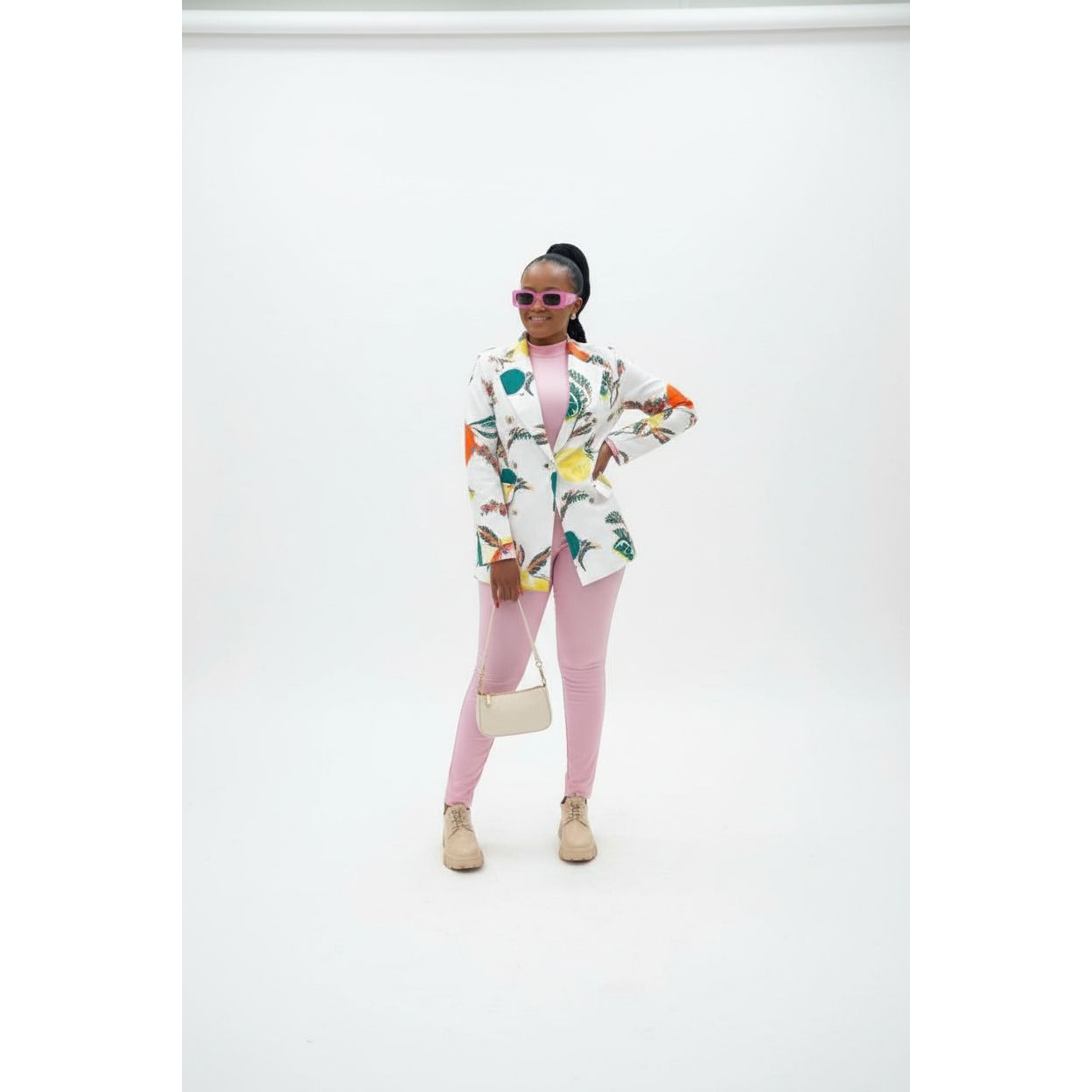 Double Breasted Print Blazer