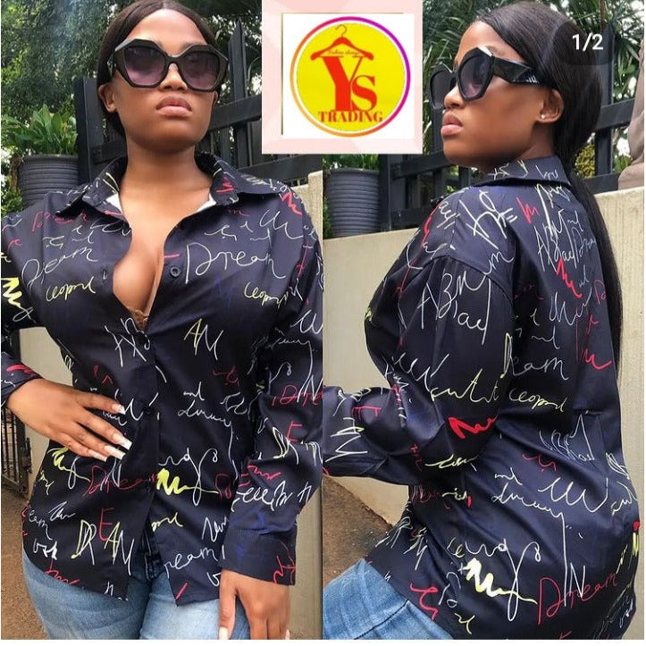 Graffiti Letter Print Casual Shirt