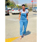 Wide Leg Denim Overall Jumpsuit