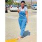 Wide Leg Denim Overall Jumpsuit