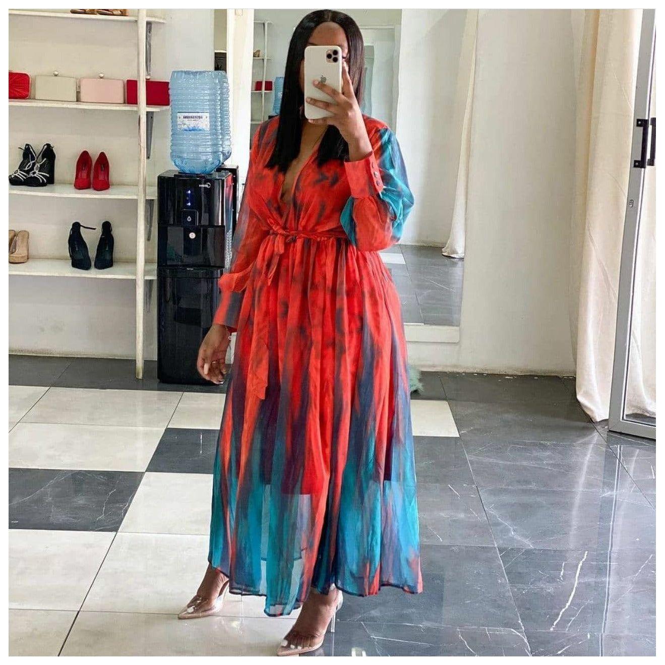 V-Neck Floral Print Maxi dress