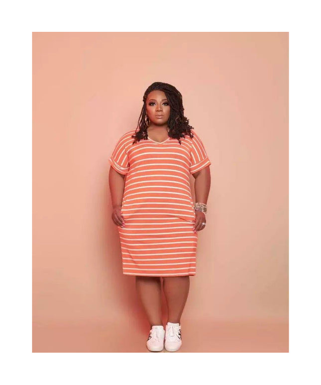 Casual Plus Size Stripe Print Dress