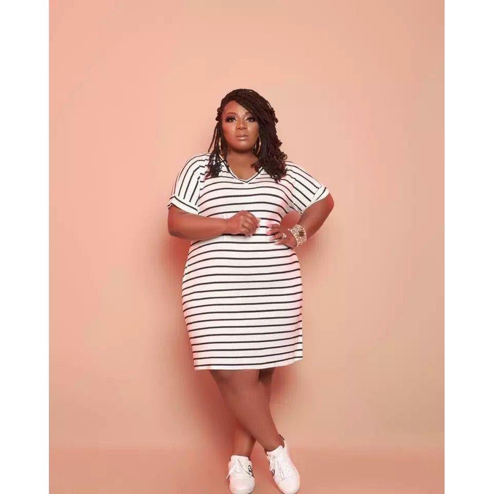 Casual Plus Size Stripe Print Dress
