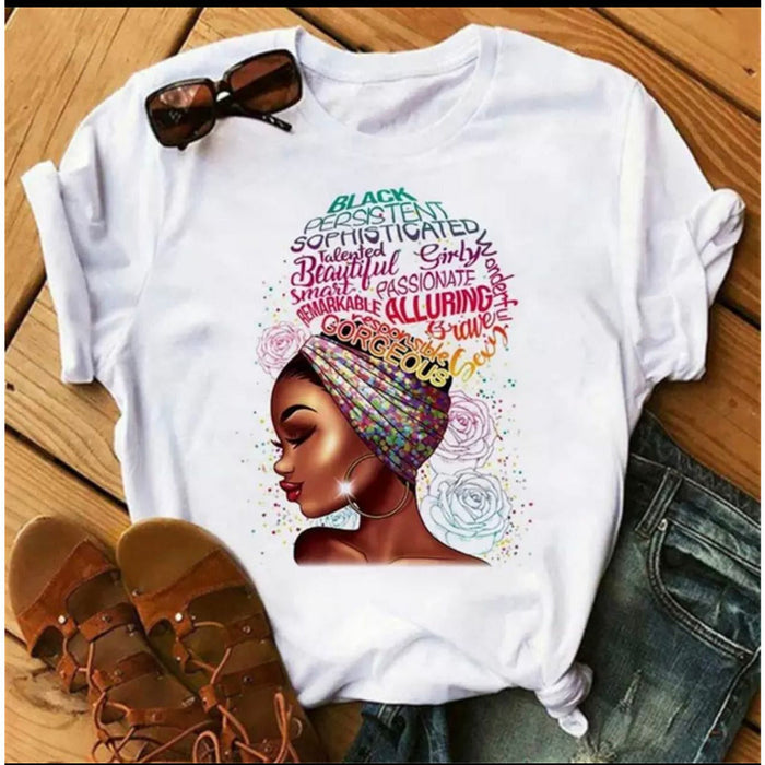 African Black Queen Print T-Shirt