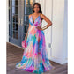 Sexy Print Tie Dye Backless V Neck Dress