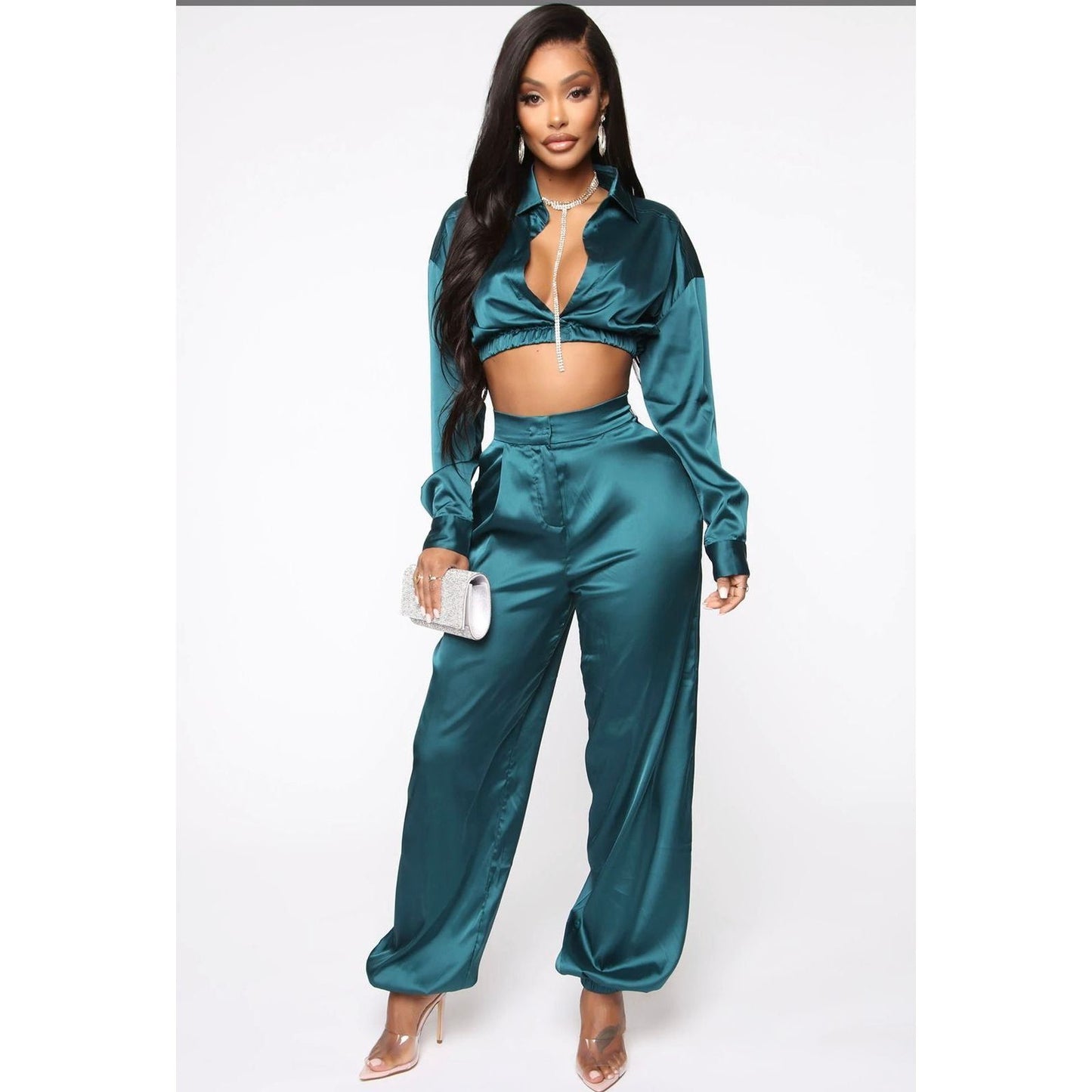 High five Satiny Jogger & Crop Top Se