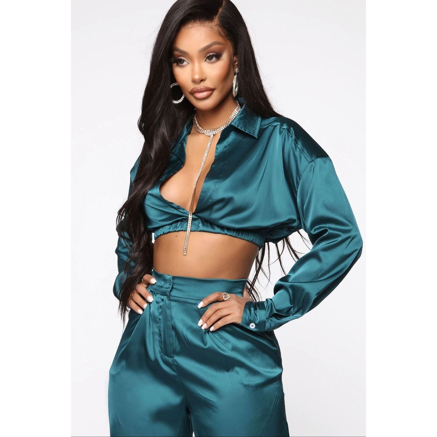 High five Satiny Jogger & Crop Top Se