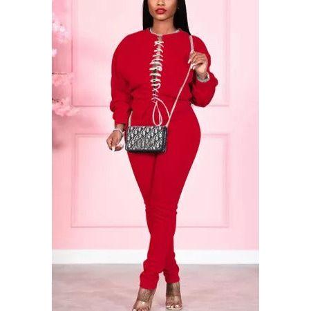 Sweeter Solid Split Joint O Neck Long Sleeve Two Pieces