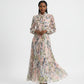 Floral Lantern Sleeve Chiffon Dress
