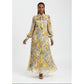 Floral Lantern Sleeve Chiffon Dress