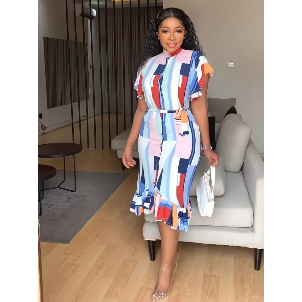 Short Sleeve Midi Women Dress