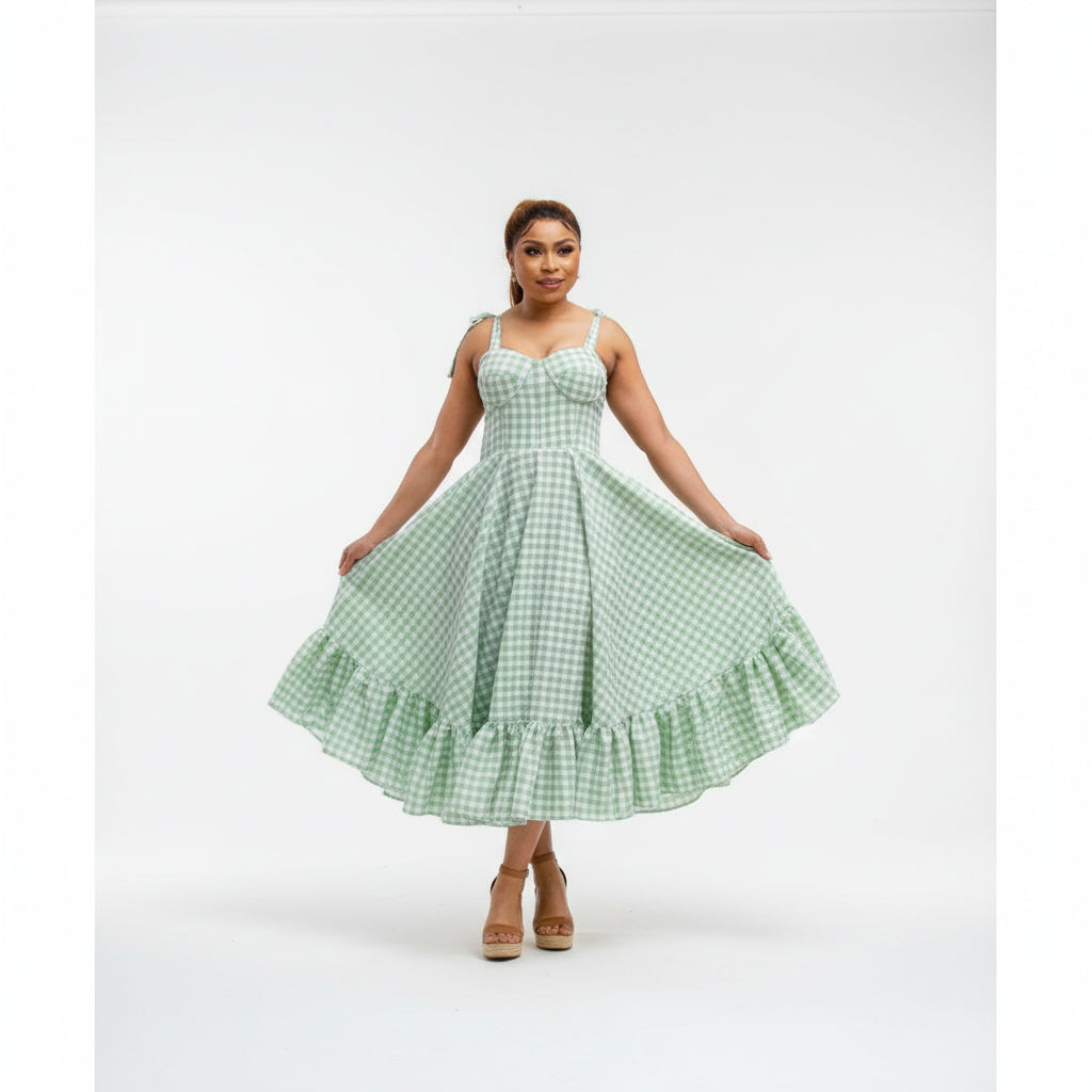 Plaid Printed Long Summer Dress