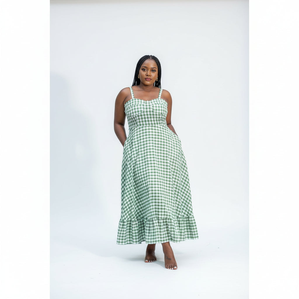 Plaid Printed Long Summer Dress