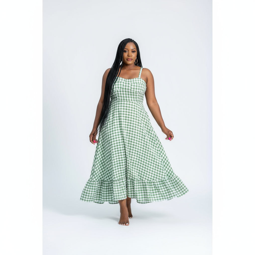 Plaid Printed Long Summer Dress