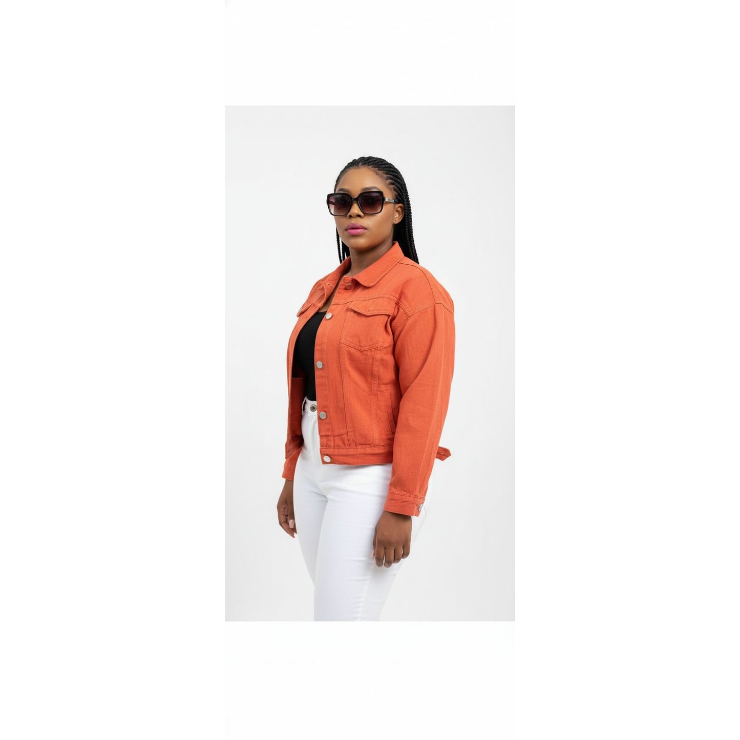 Button Solid Color Jean Jacket