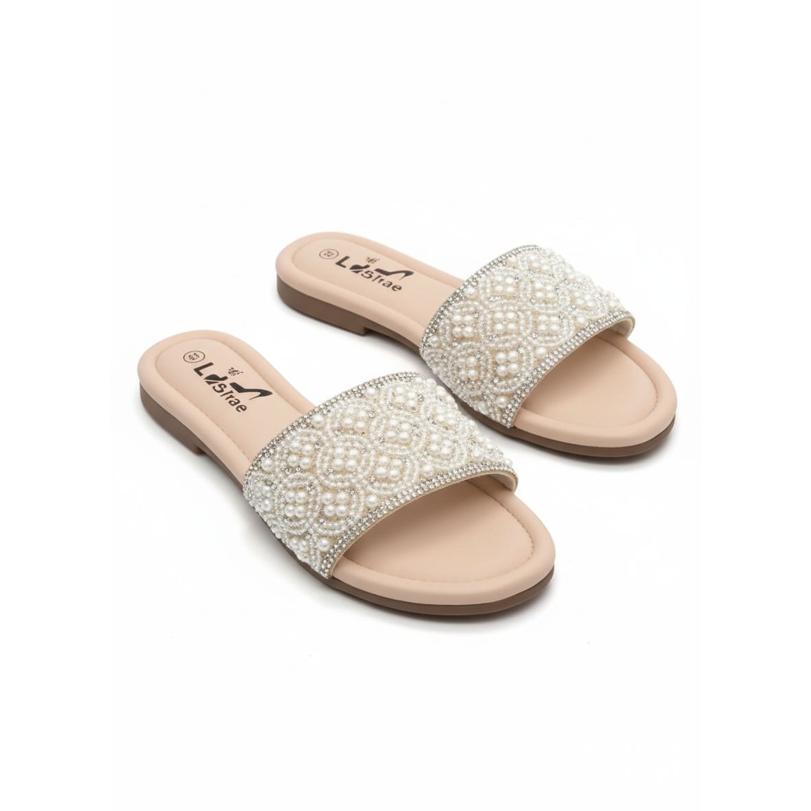 Rhinestone Flat Pearls Sandals