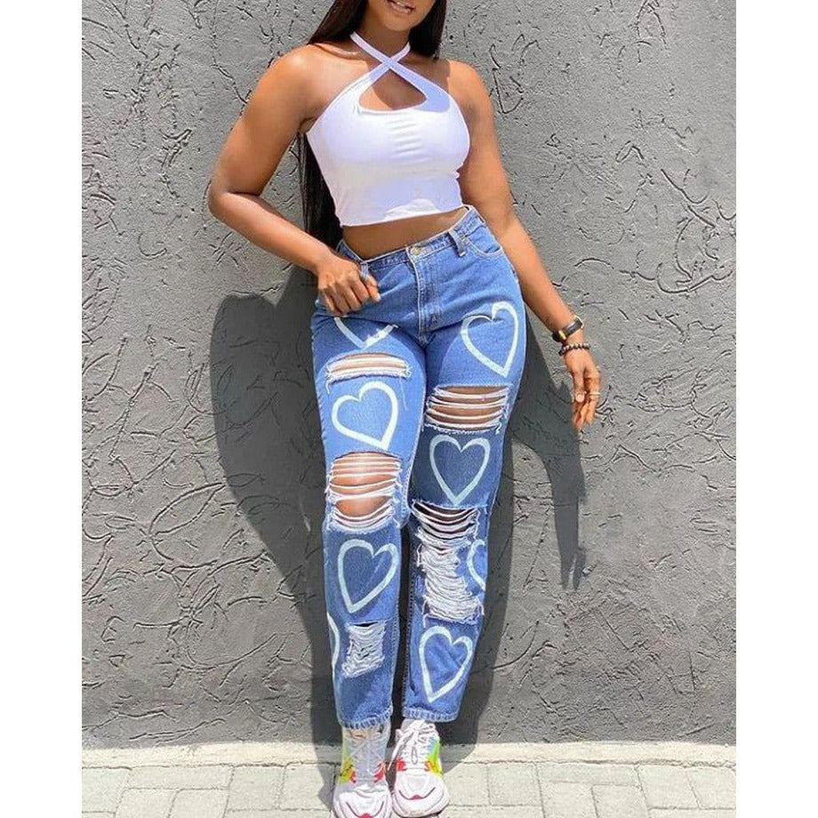 Heart Printed Jean