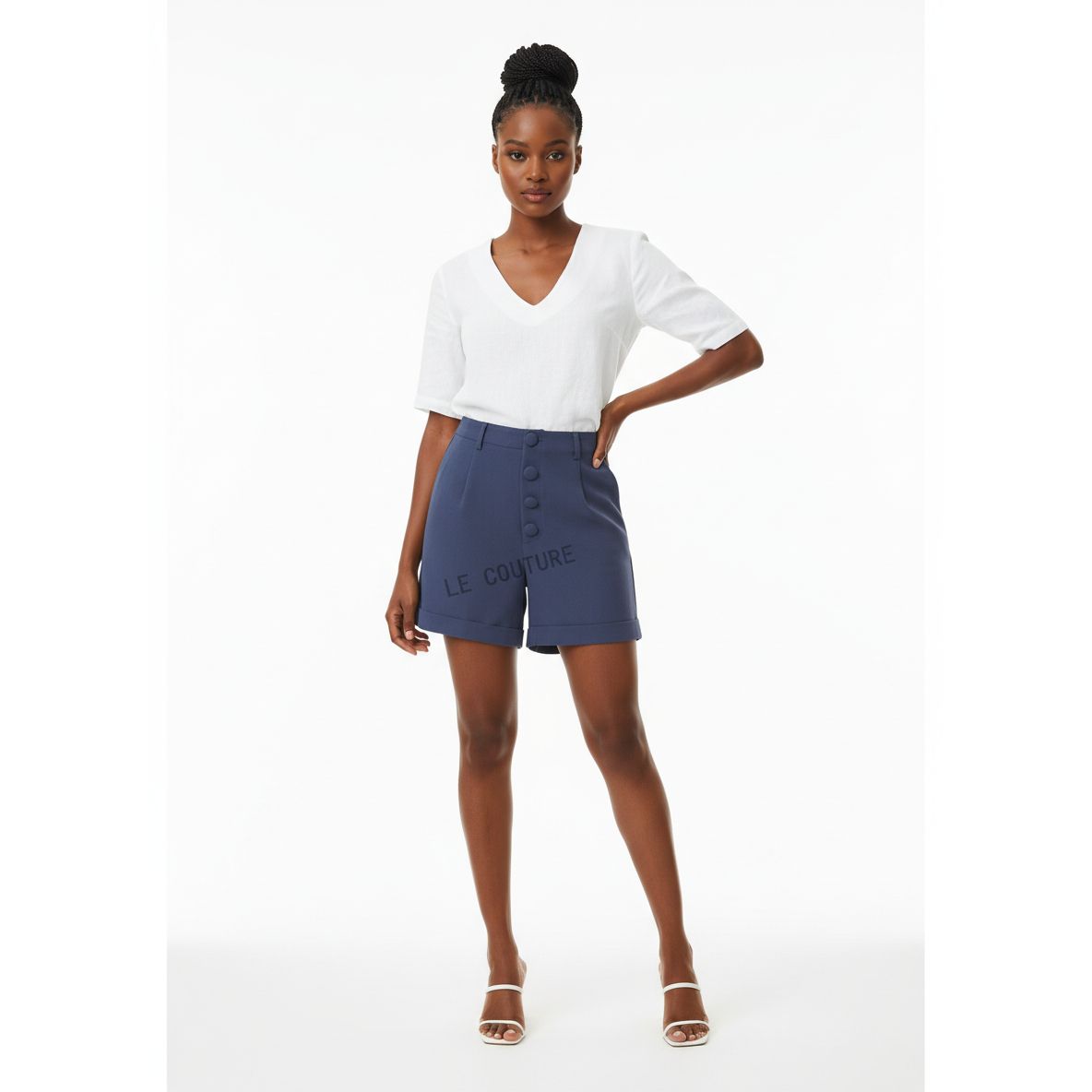 High Waisted Pockets Denim Short