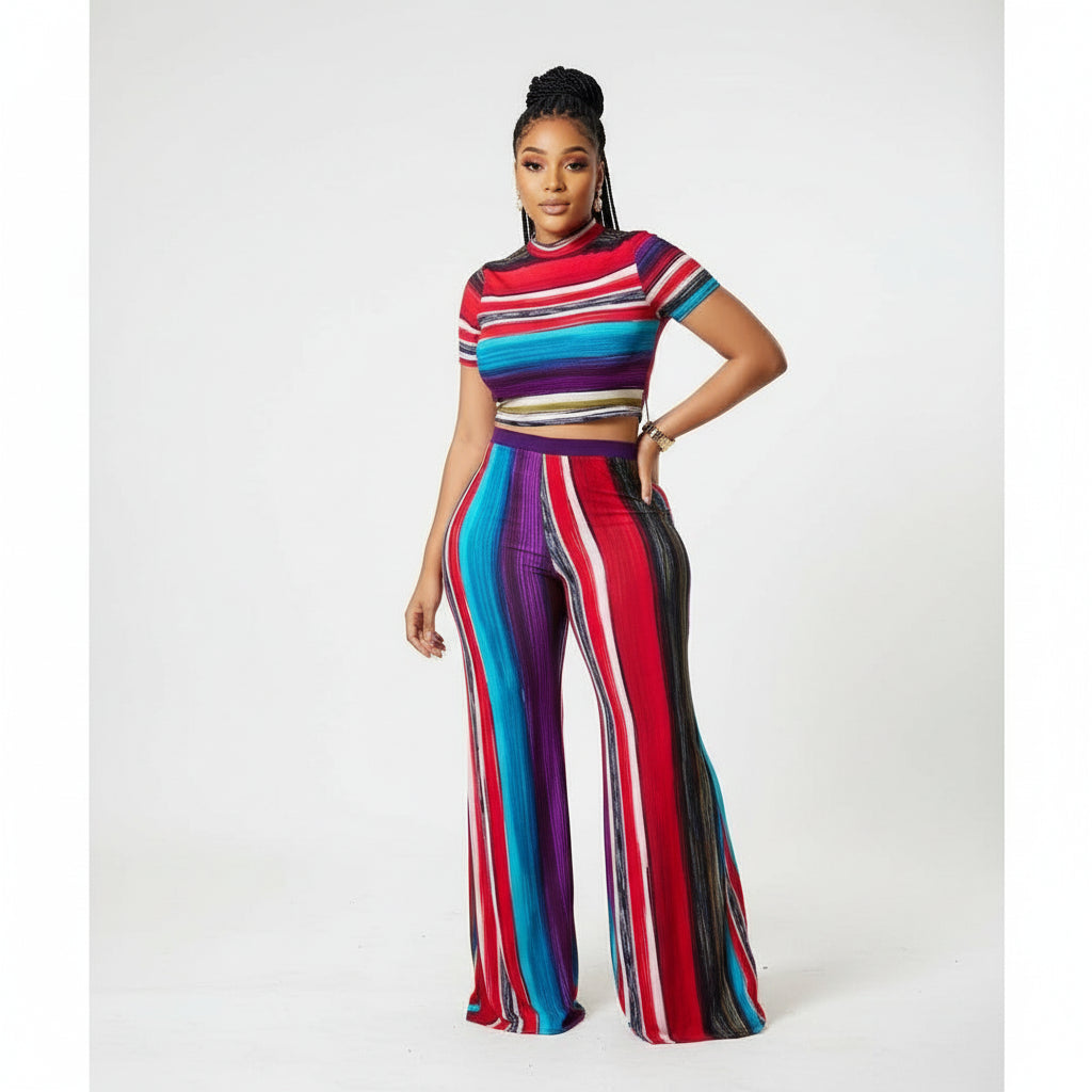 Sexy Bodycon Striped Outfit Set