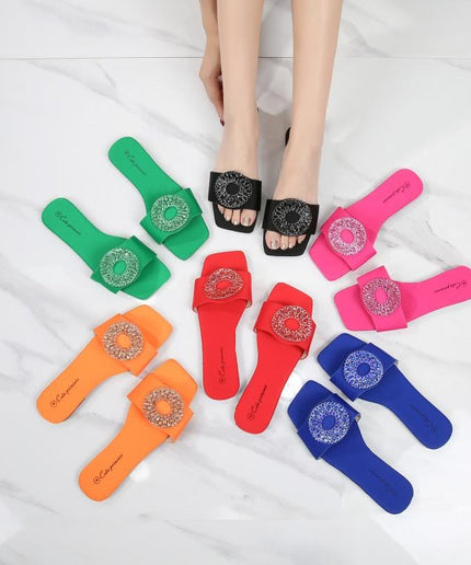 Rhinestone Solid color Open-Toe Sandals