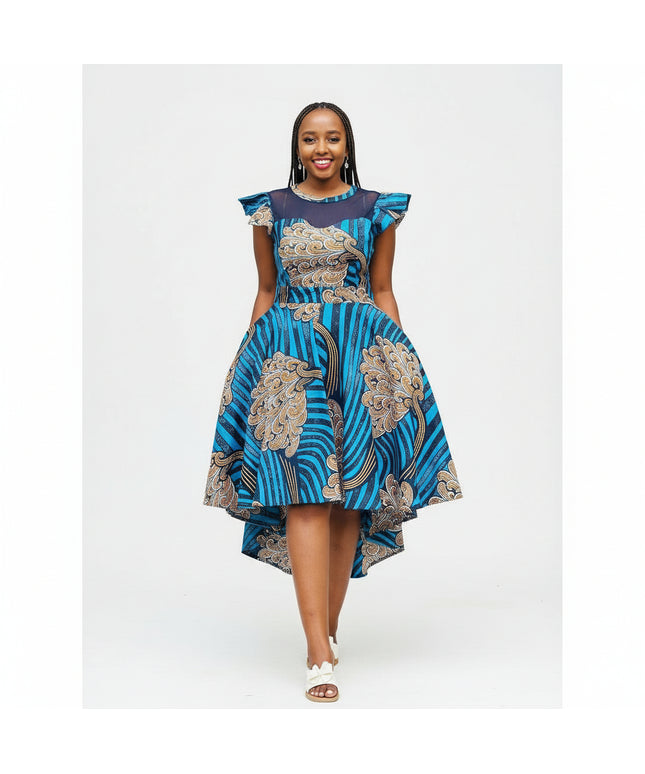 Ankara Short Ruffle Sleeve Print African Dress – YELLOW SUB TRADING