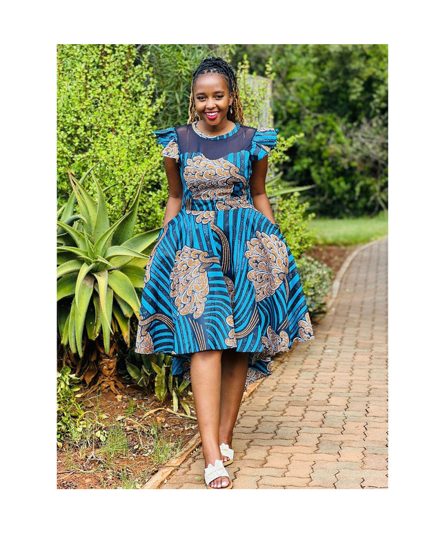 Ankara Short Ruffle Sleeve Print African Dress