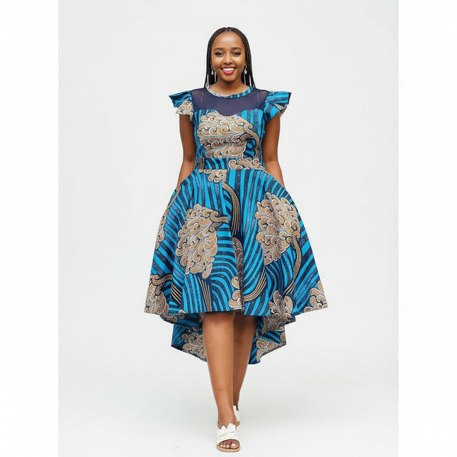 Ankara Short Ruffle Sleeve Print African Dress – YELLOW SUB TRADING