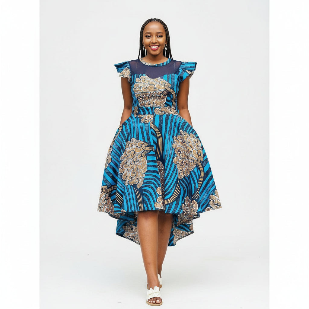 Ankara Short Ruffle Sleeve Print African Dress