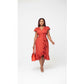 Satin Deep V-Neck Ruffle Dress