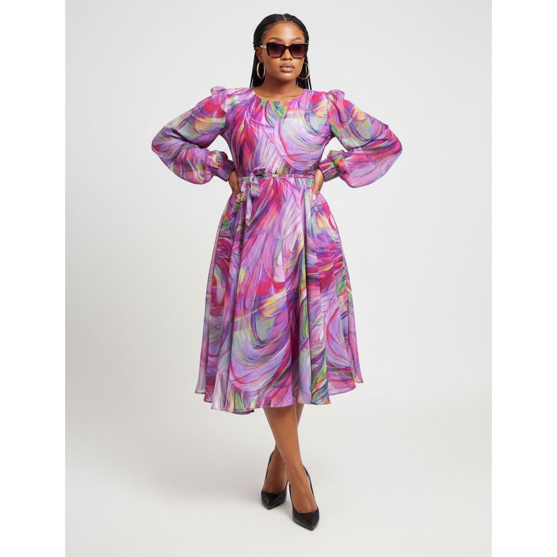 Big Round Neck Elegant Bubble Maxi Dress