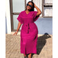 Loose V-Neck Short Sleeve Dress