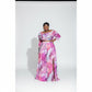 Printed Split Skirt and Crop Top Set