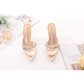 Rhinestone Bowknot Short Heel Sandals