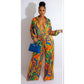 Button Detailed Wireless Print Jumpsuit