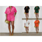 Solid Color Short Sleeve Top With Short Pants Set