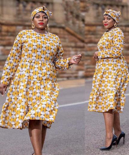 African Long Sleeve Printed Dress
