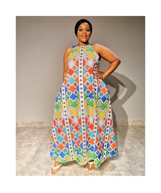 African Sleeveless Print Maxi Dress