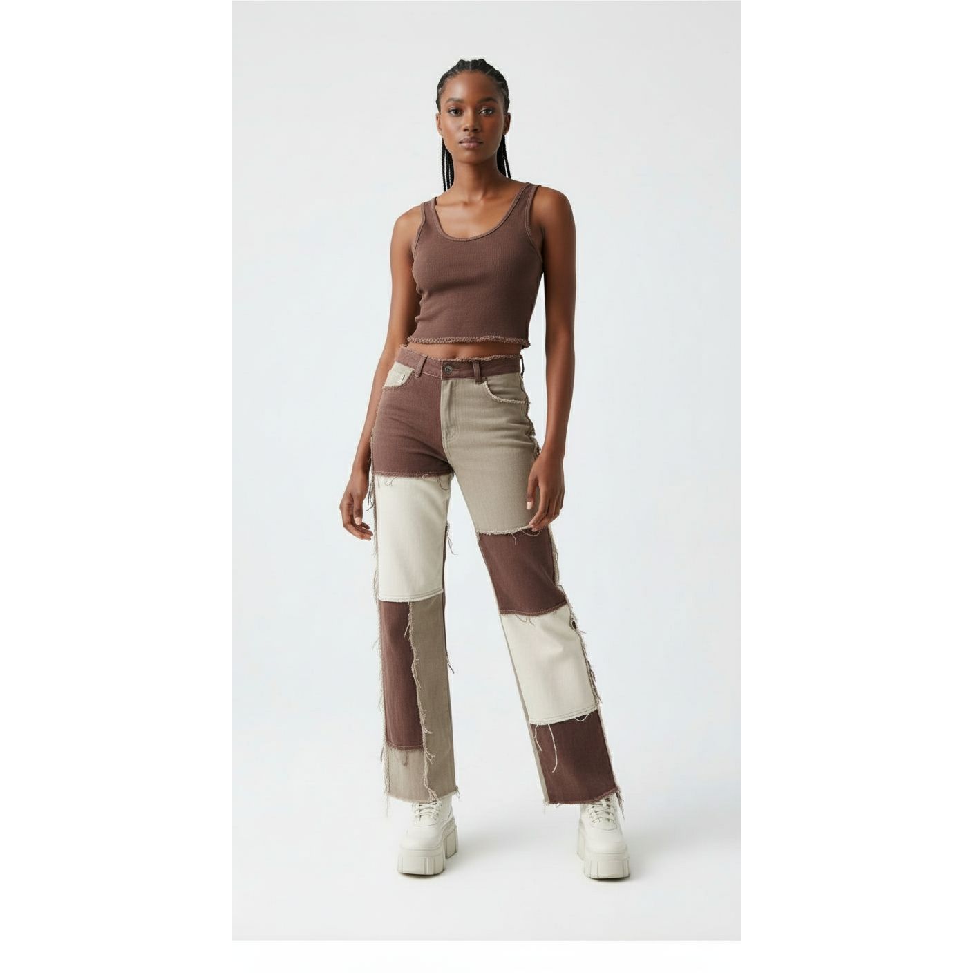 Denim Patchwork Colored Pant