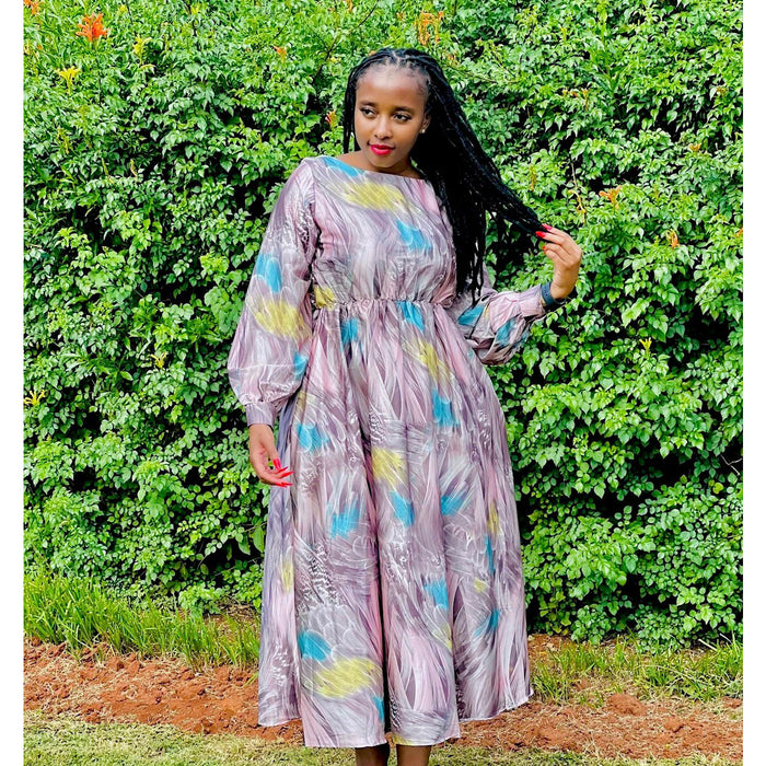 Round neck printed maxi dress Clearance