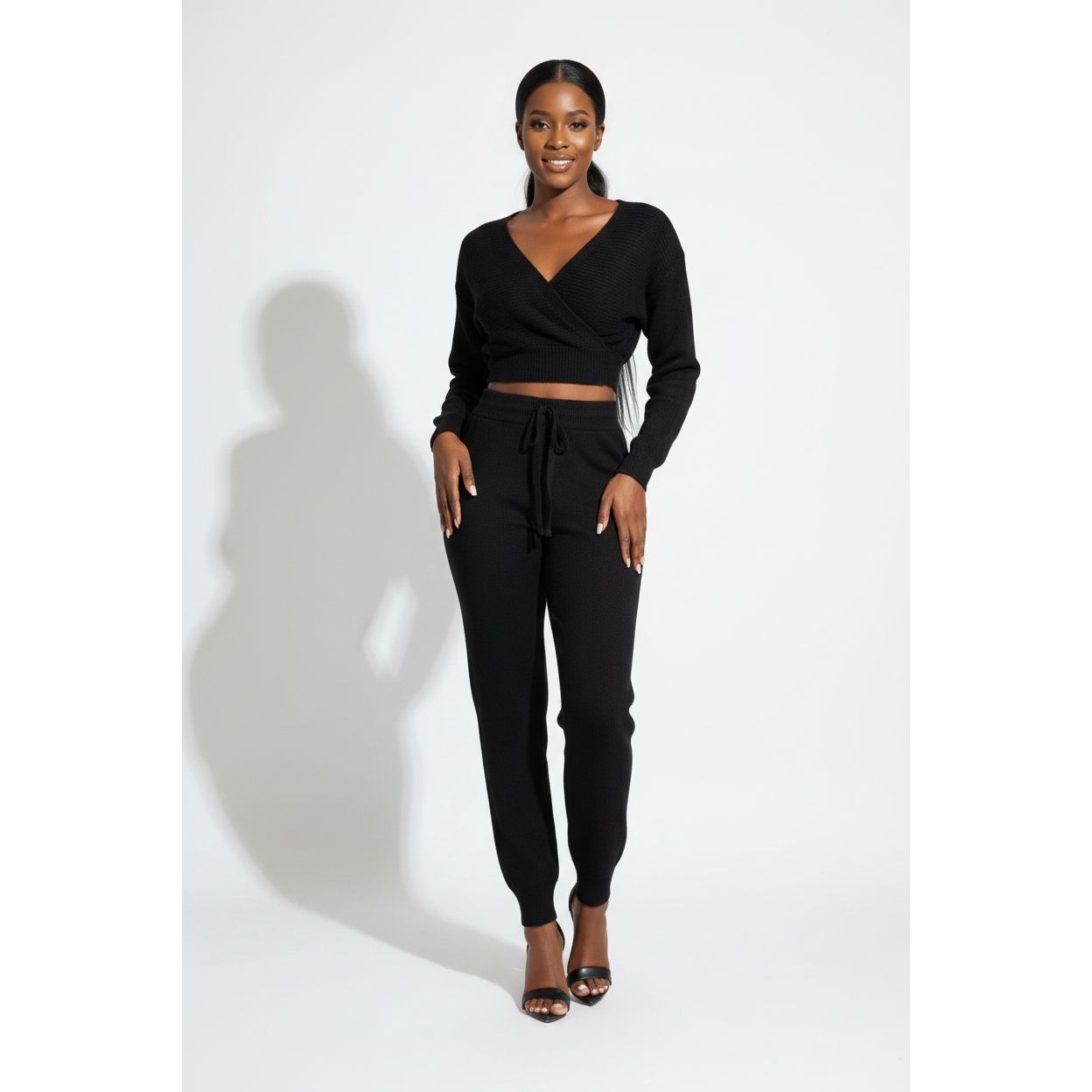 knitted V-Neck Top Set