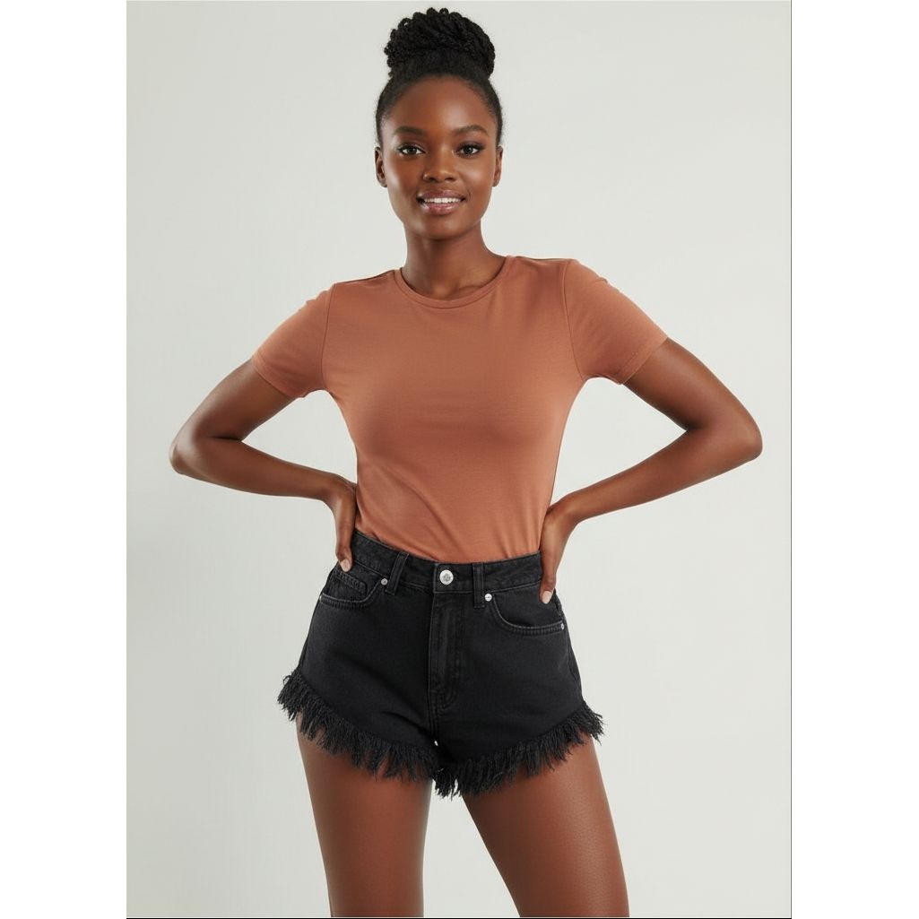 Distressed Black Bam Short