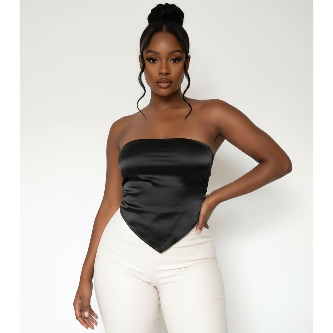 Summer Strapless Scarf Crop Top