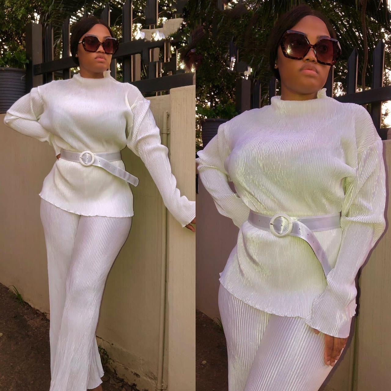 Long Sleeve Pleated Set